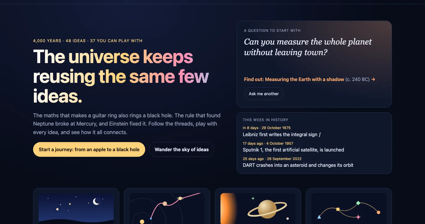 Resonance Studio front page: the universe keeps reusing the same few ideas
