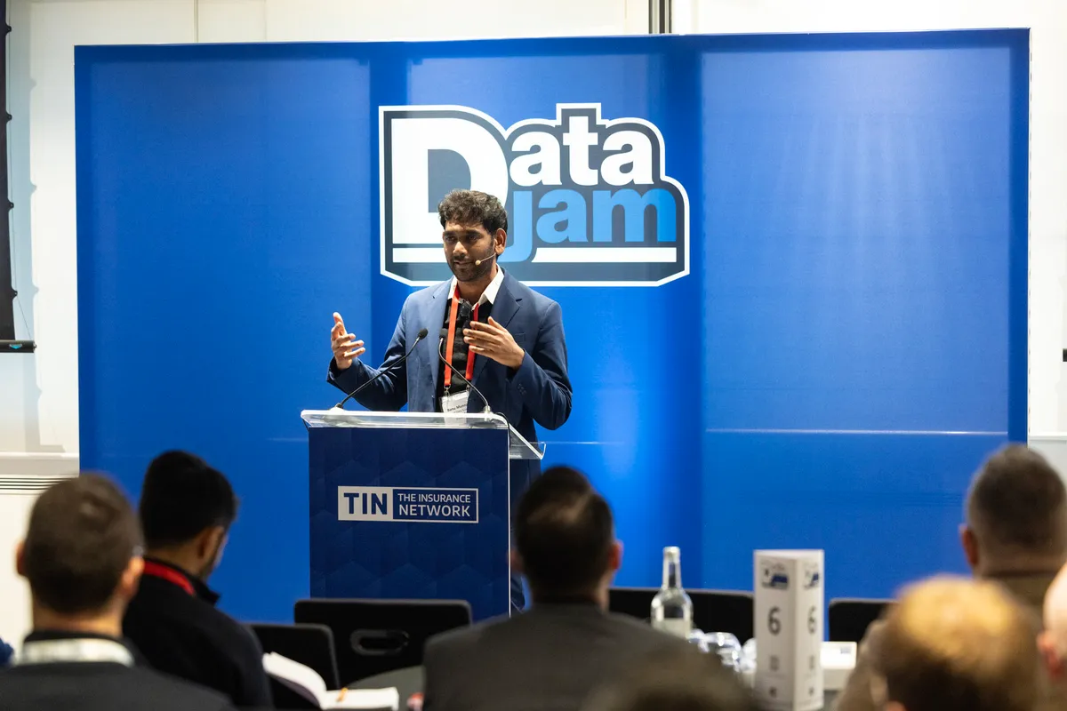 Banu delivering the keynote at DataJam 2024